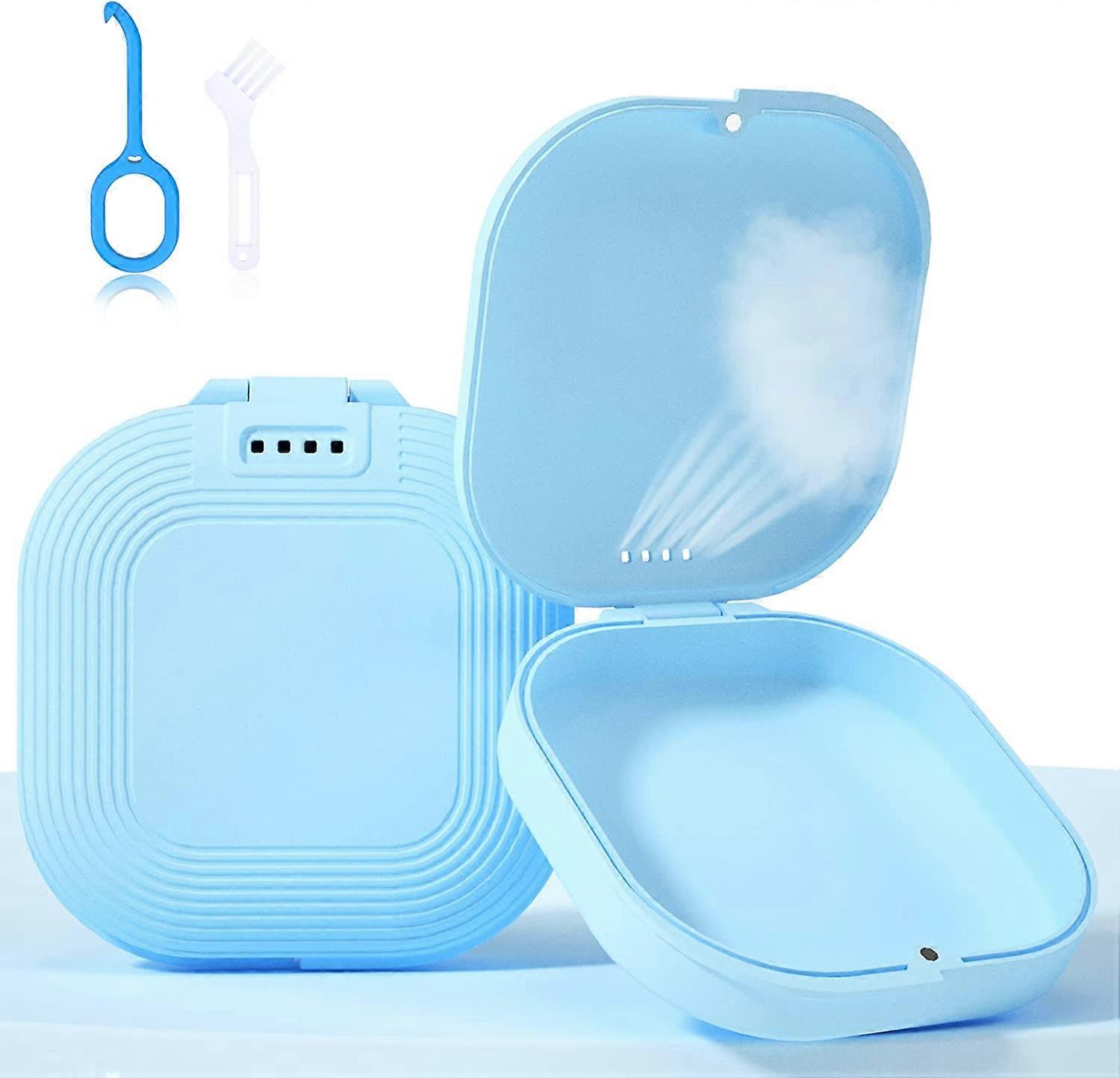 Retainer Case, Slim Aligner Case with Vent Holes, Compatible with Invisalign, Mouth Guard Case, Cute Retainer Case with Retainer Removal Tool and Brus