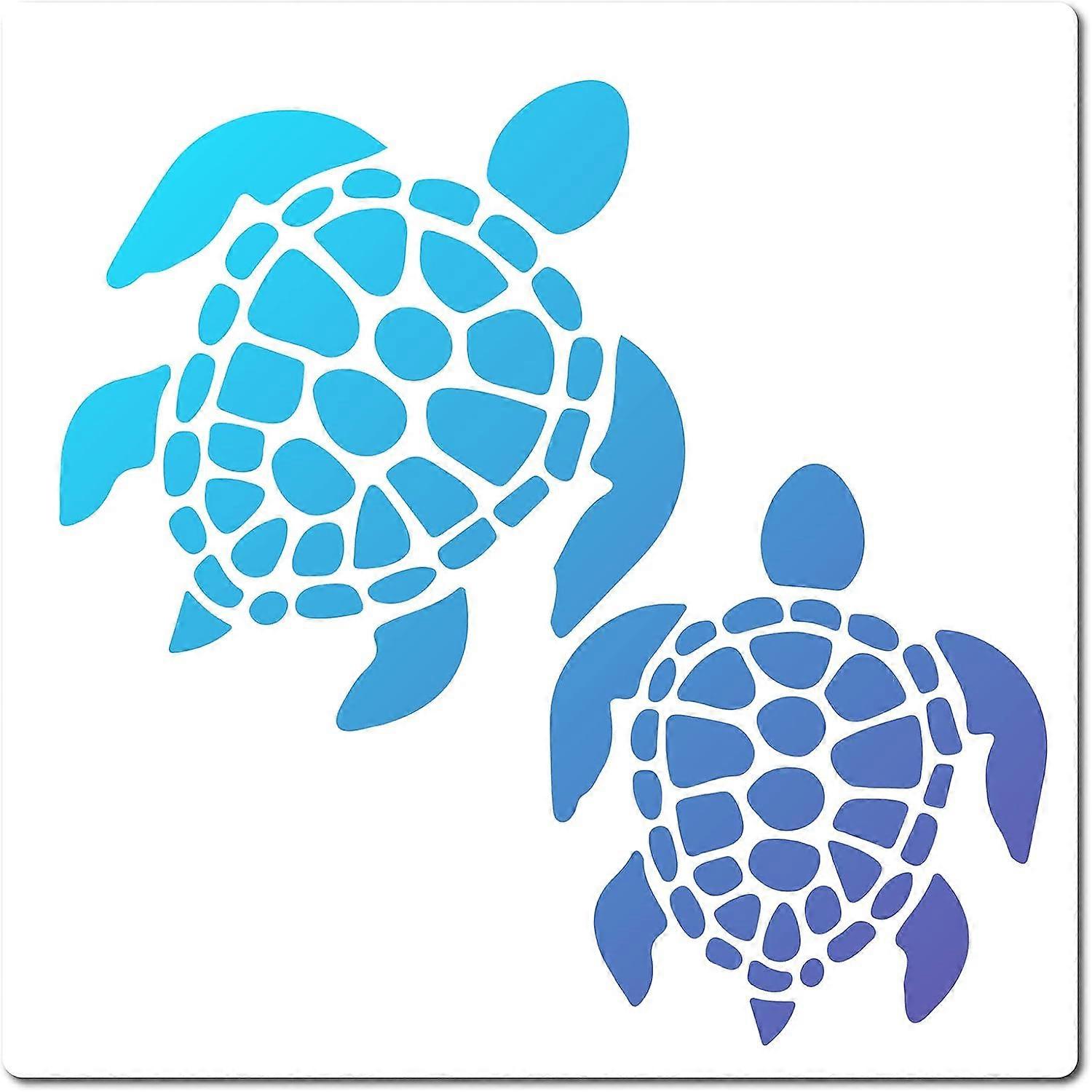PET Plastic Hollow Out Drawing Painting Stencils Templates Square Sea Turtle Pattern 18x18cm