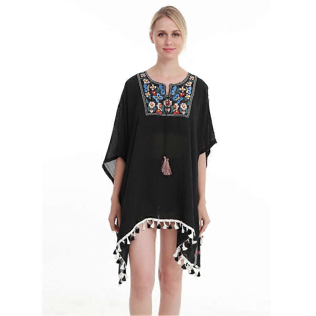 Summer Embroidery Pullover Poncho Sun Proof Cape for Lady