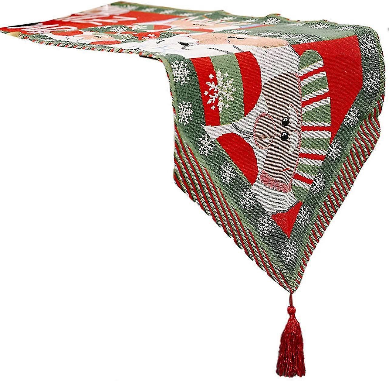 Christmas Table Runner, Washable Cotton Linen Tablecloth Table Decoration, Christmas Dinner
