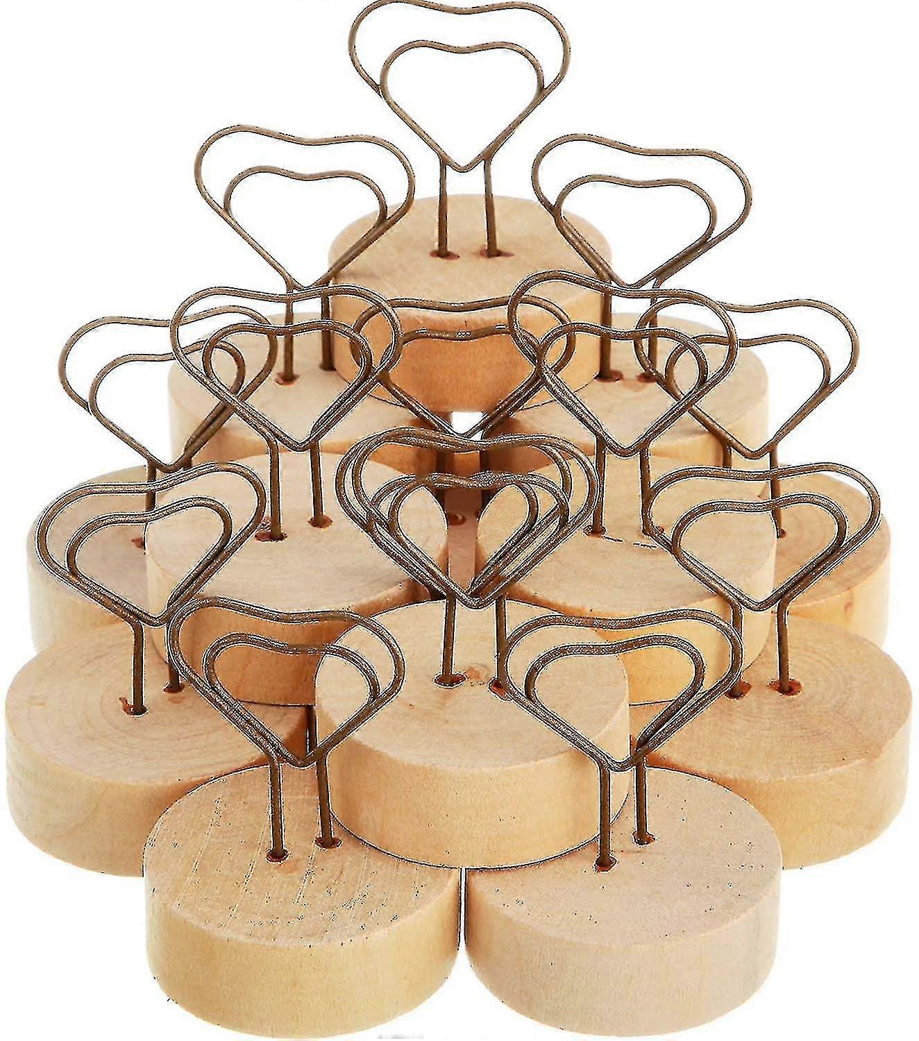 Support d’image en bois en forme de cœur, support de clip photo de table (ensemble de 15