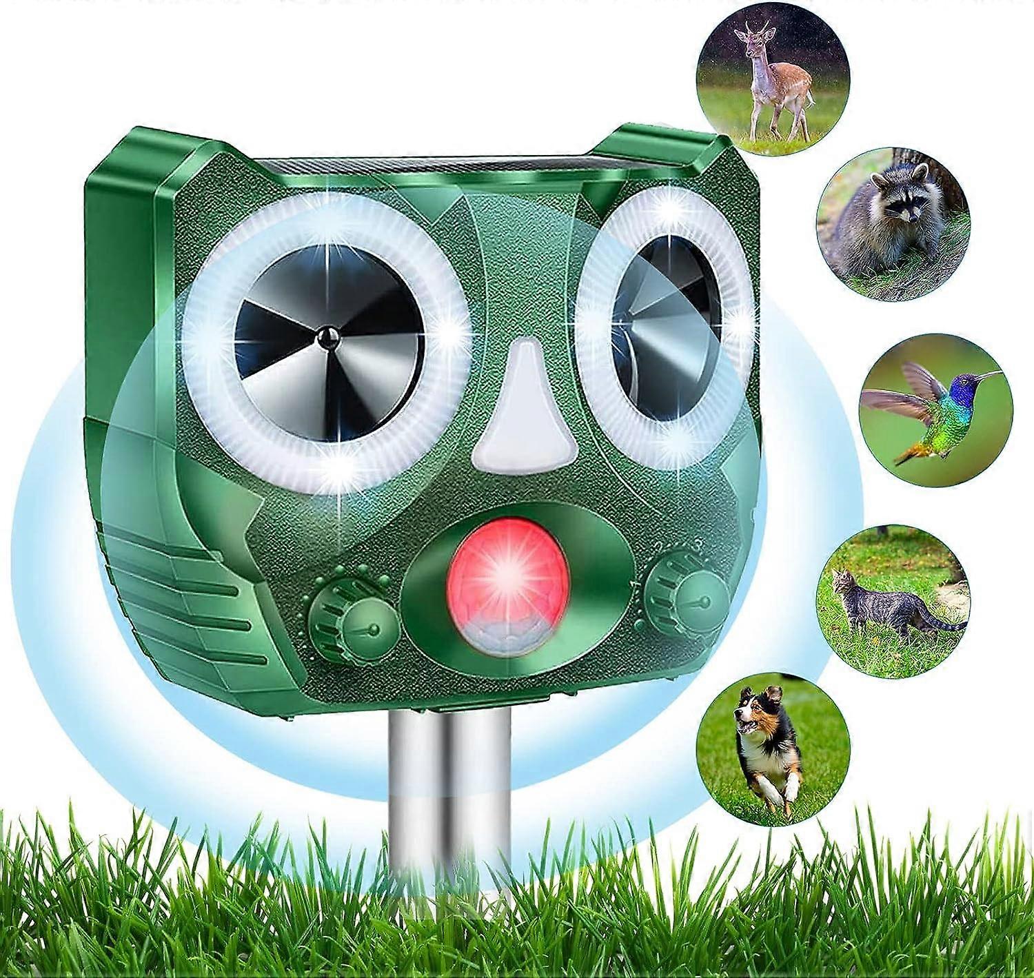 Ultrasonic Cat Repeller, Ultrasonic Cat Repeller Outdoor, Dog Repellent, Solar Charged, USB Charging Prevent Dogs and Cats, Birds, for Gardens, Fields