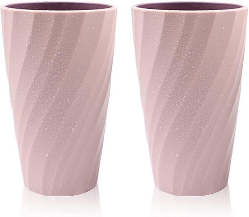 2 Pack Unbreakable Soft and Durable Bathroom Toothbrush Tumblers (Pink)