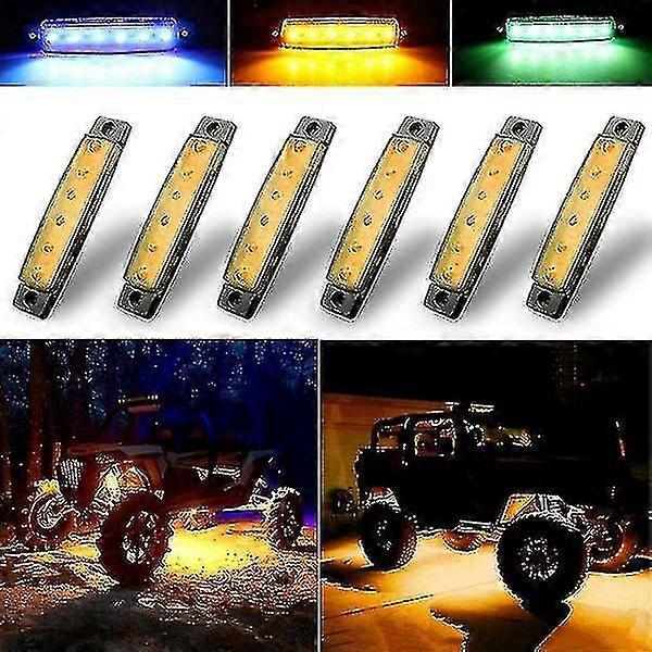 תאורת לד תרמיל, אורות ניאון תחתונים עמידים למים, אורות led Under Glow, אורות קישוט לרכב, ירוק, 12v, 6 יחידות