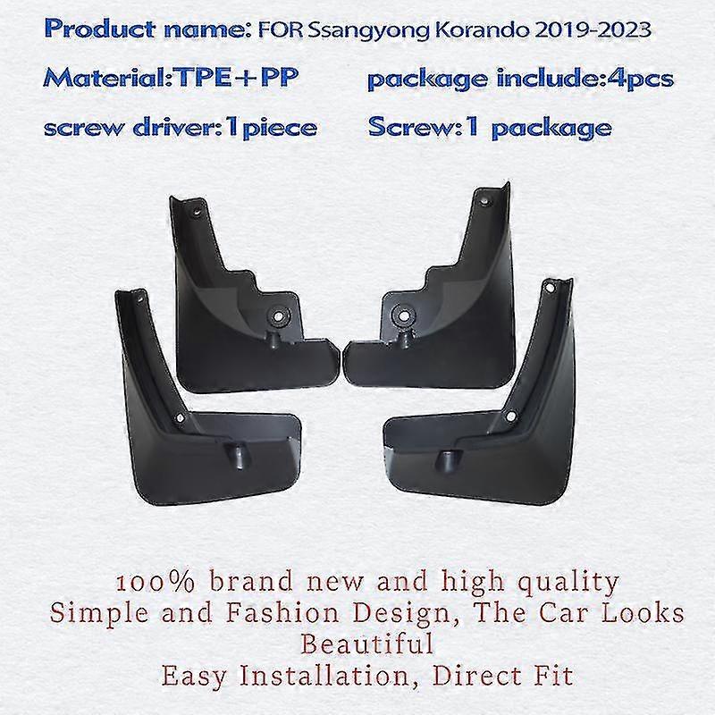 2019-2023 For Ssangyong Korando C300 Ftont Rear 4pcs Mudguard Fender Mud Flap Guards Splash Mudflaps Car Accessories Mudguards