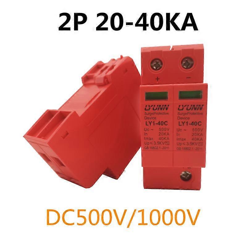 SPD Surge Protective Device DC 500V 1000V 2P DC1000V 20KA~40KA Low-voltage Arrester House Din Rail 2 Poles Protector