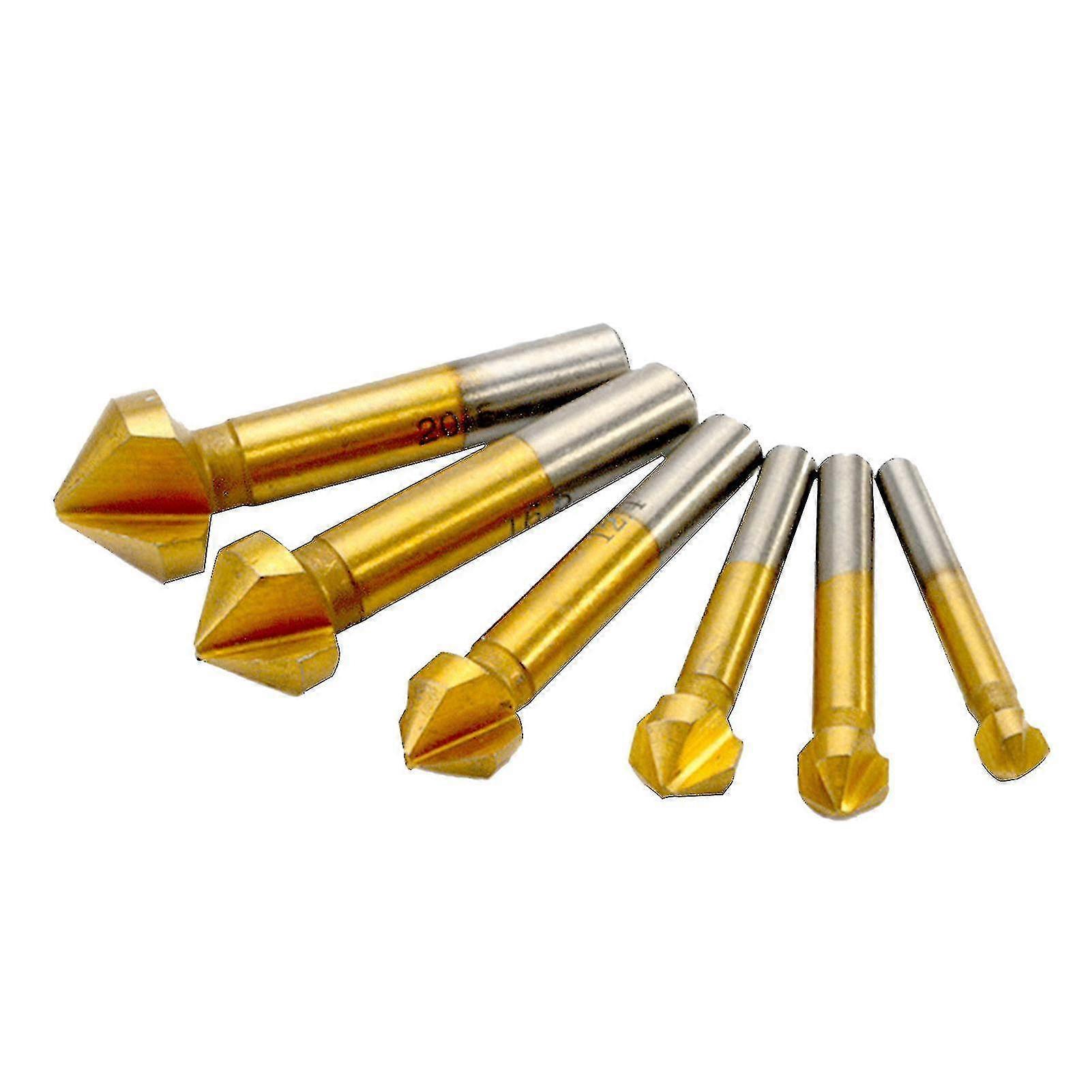 6pcs 90 Degree Grinding 3 Flute Chamfer Countersink Hole Bits Tool_ahf
