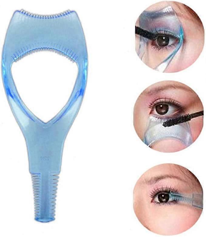 3 Pcs 3 in 1 Eyelashes Tools, Shield Applicator Guard Eyelash Guide for Makeup Clear Plastic Eyelash Card (Blue)