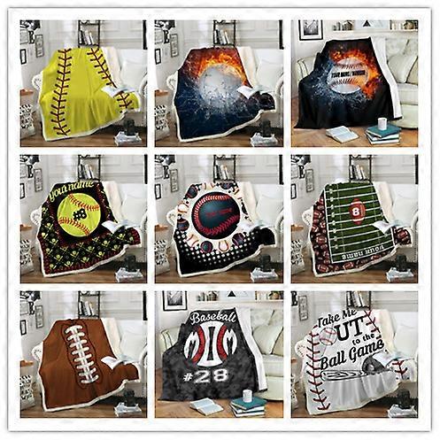 Baseball Rugby Printed Flannel Blanket Thickened Blanket