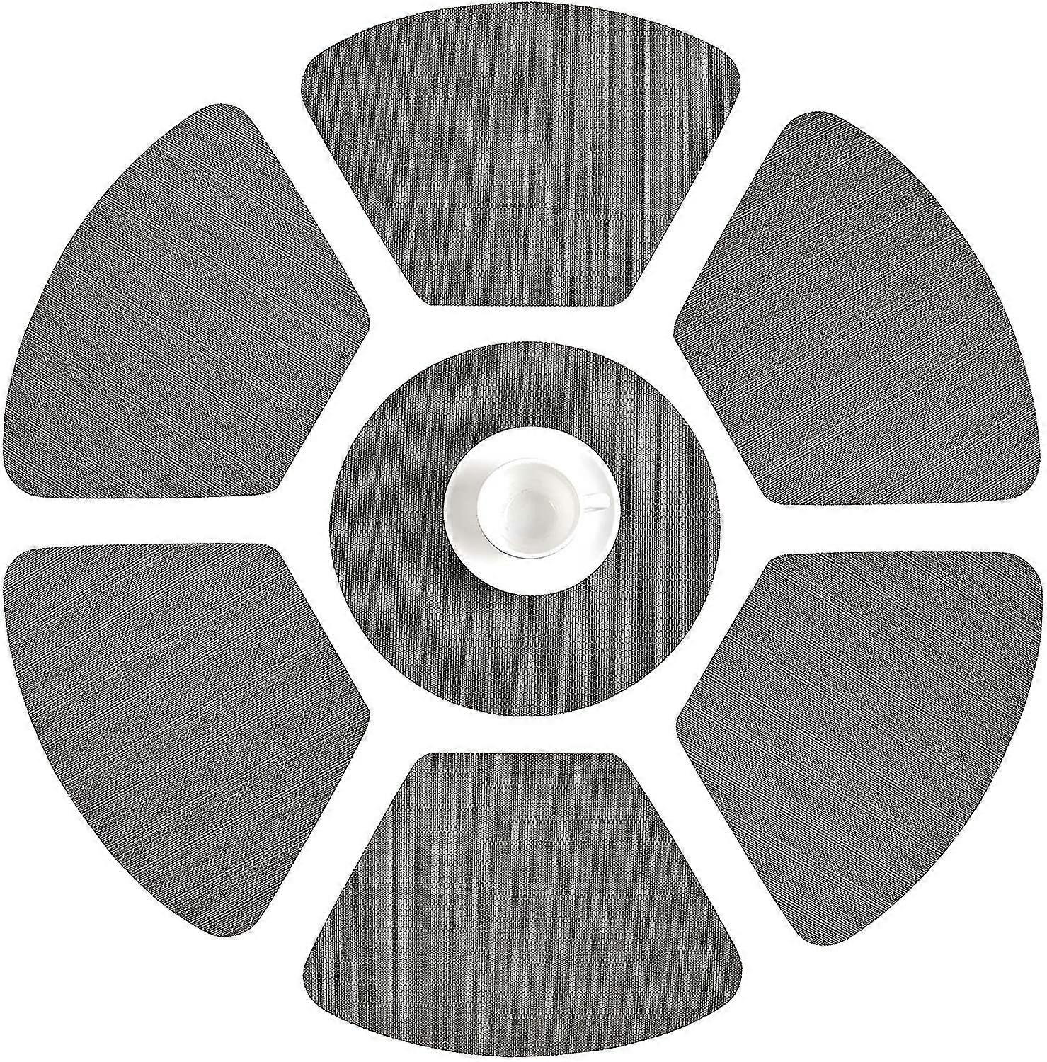 Round Table Placemats Set Of 7 Stain Resistant Woven Vinyl Wedge Table Mats With 1 Round Placemat
