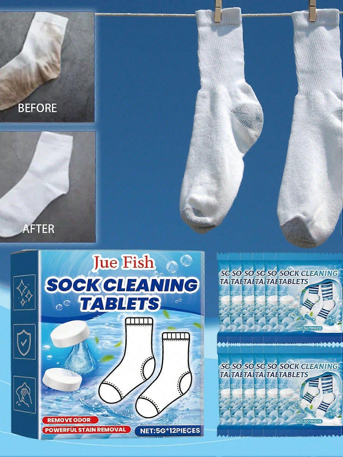 Sock Cleaning Foaming Tablets Gentle Cleaning Stubborn Stains Clean & Fragrant White Sock Cleaning Tablets