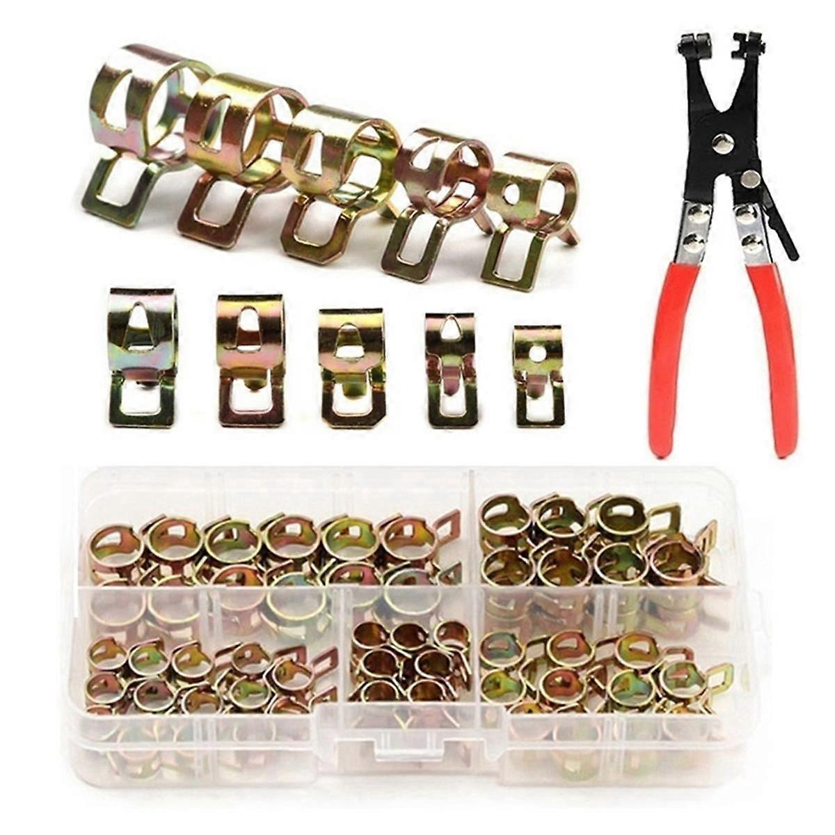75 PCS Zinc Plated Spring Hose Clamps + Straight Throat Tube Clamp for Band Clamp Metal Fastener As