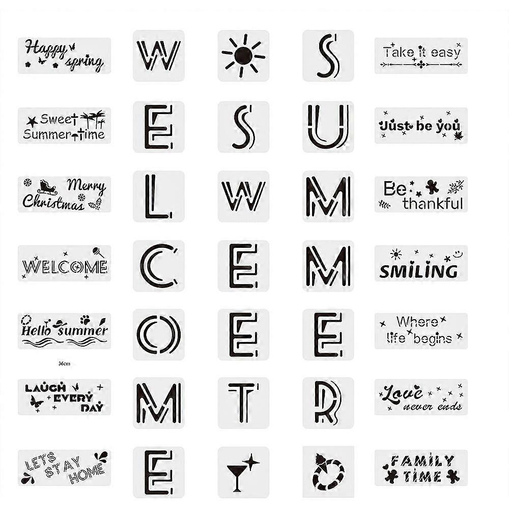 1Set Plastic Drawing Painting Stencils Templates Sets Word 35pcs/set