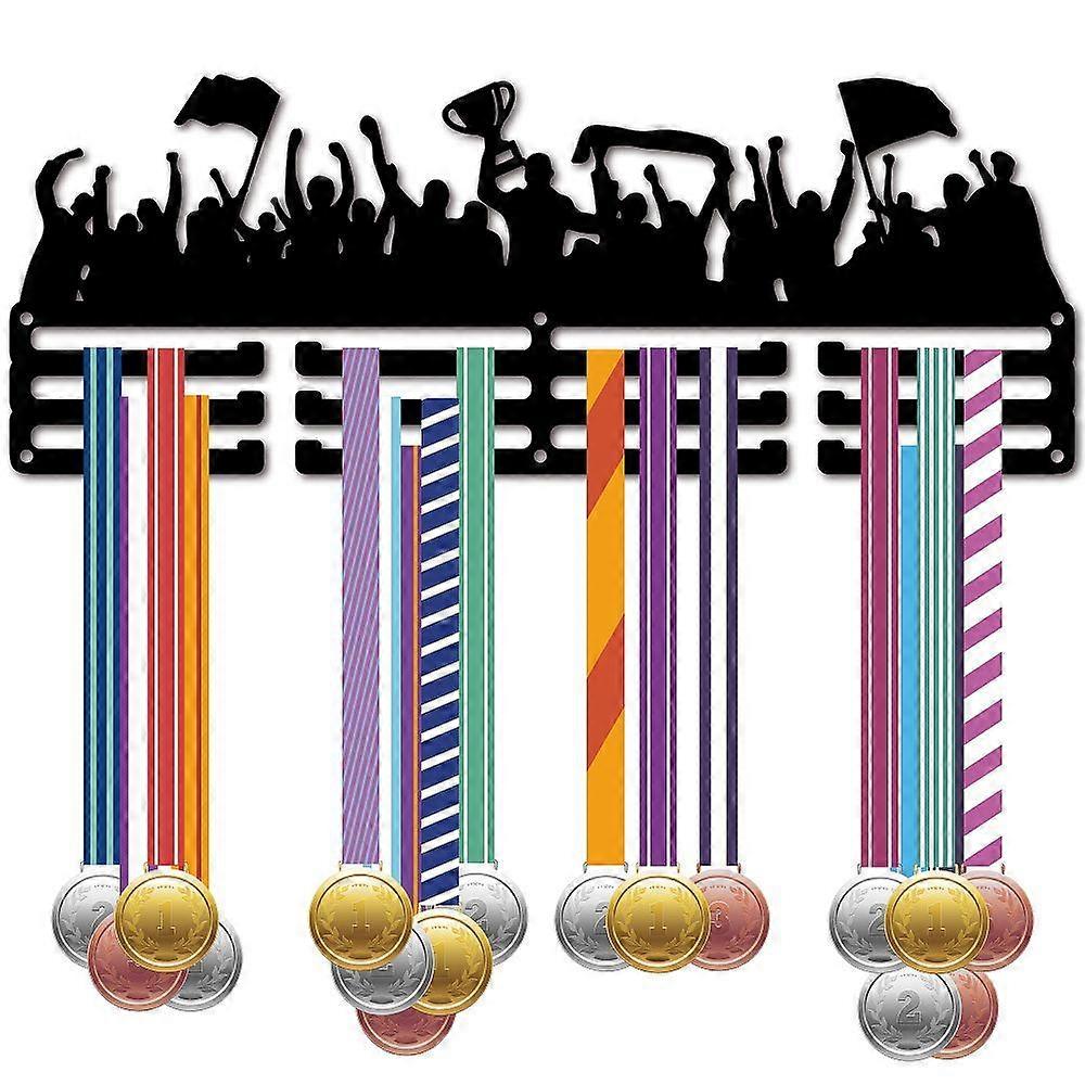 Fashion Iron Medal Hanger Holder Display Wall Rack 3-Line with Screws Black Human 150x400mm Hole: 5mm