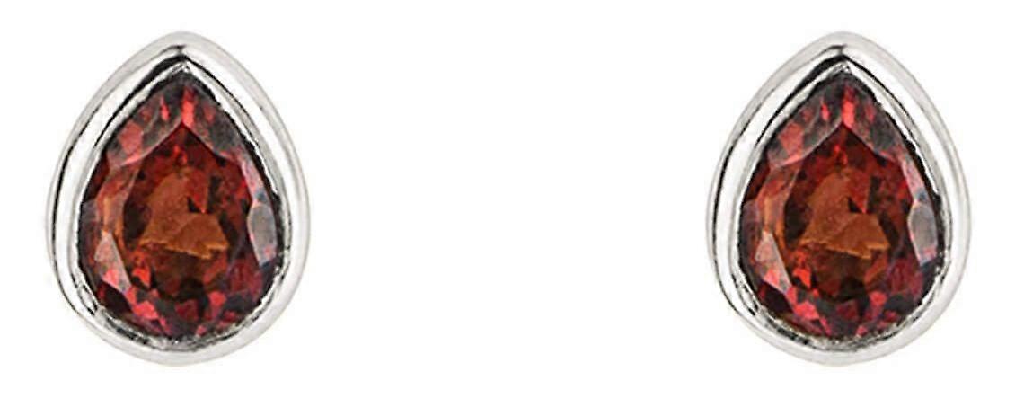 Beginnings January Semi-Precious Birthstone Earrings - Silver/Red