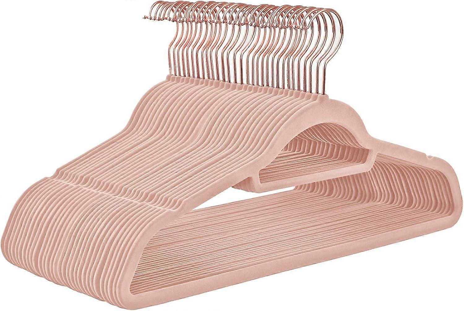 30pcs42cm rose gold hook flocking hanger-light pink