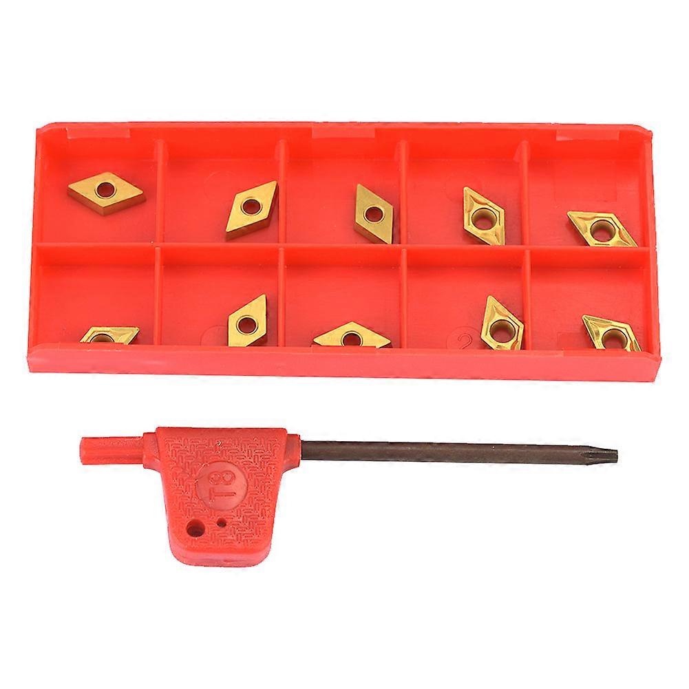 10PCS DCMT070204 US735 DCMT21.51 CNC Coated Carbide Insert Blade Lathe Turning Tool with Wrench
