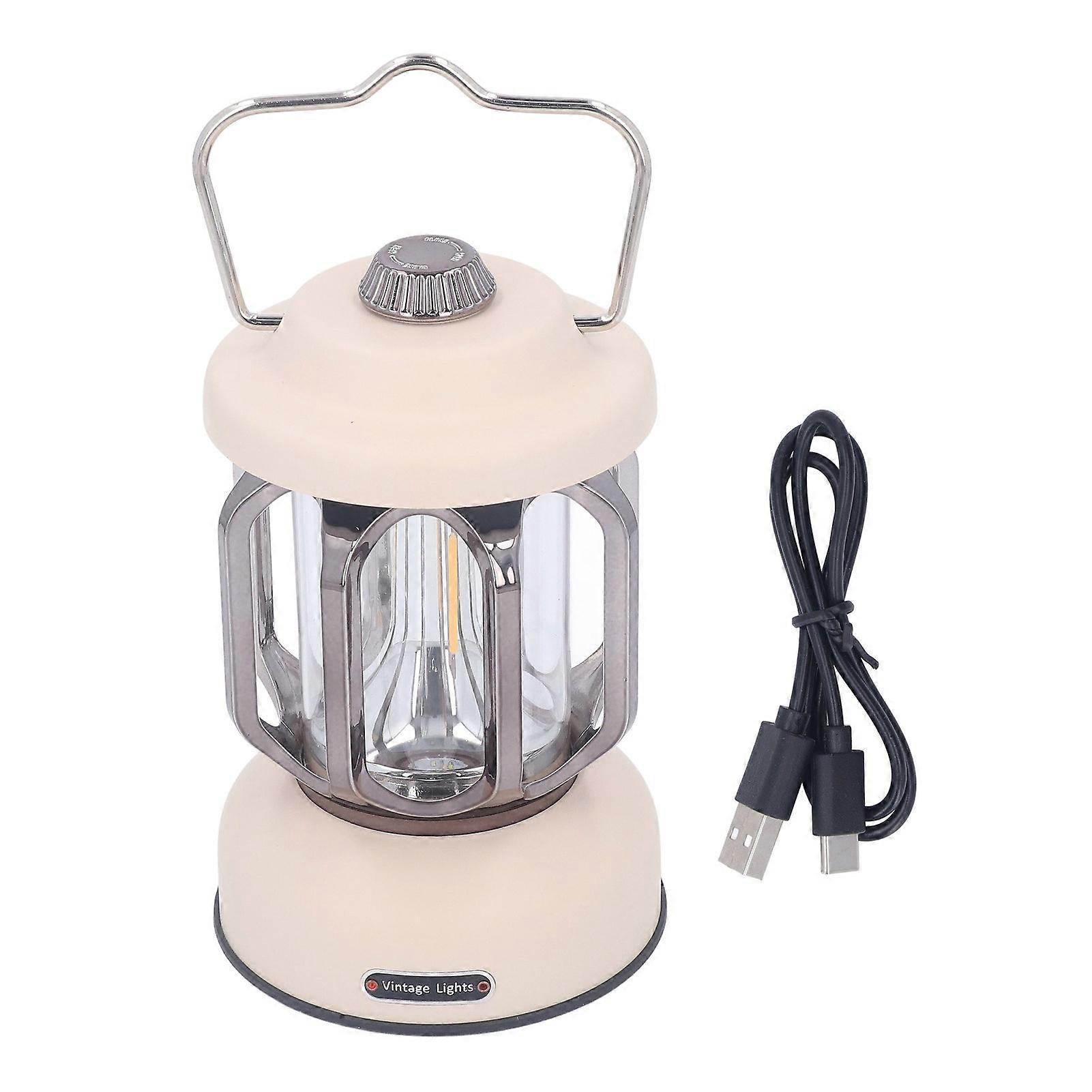 Retro Camping Lantern Type C Rechargeable 3 Modes Dimmable Waterproof