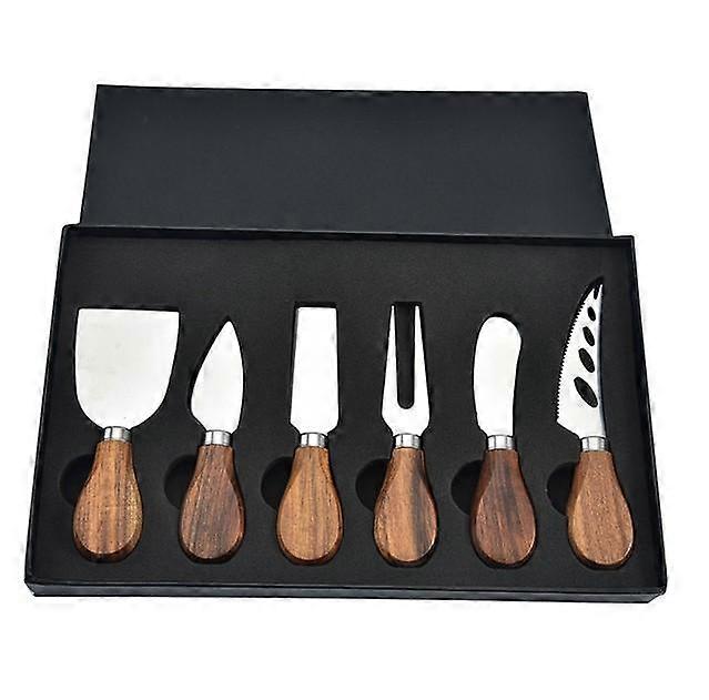 Premium Exquisite Cheese Knives Set Stainless Steel Fork Spreader Collection Walnut Handle Cheese Slicer with Gift Box