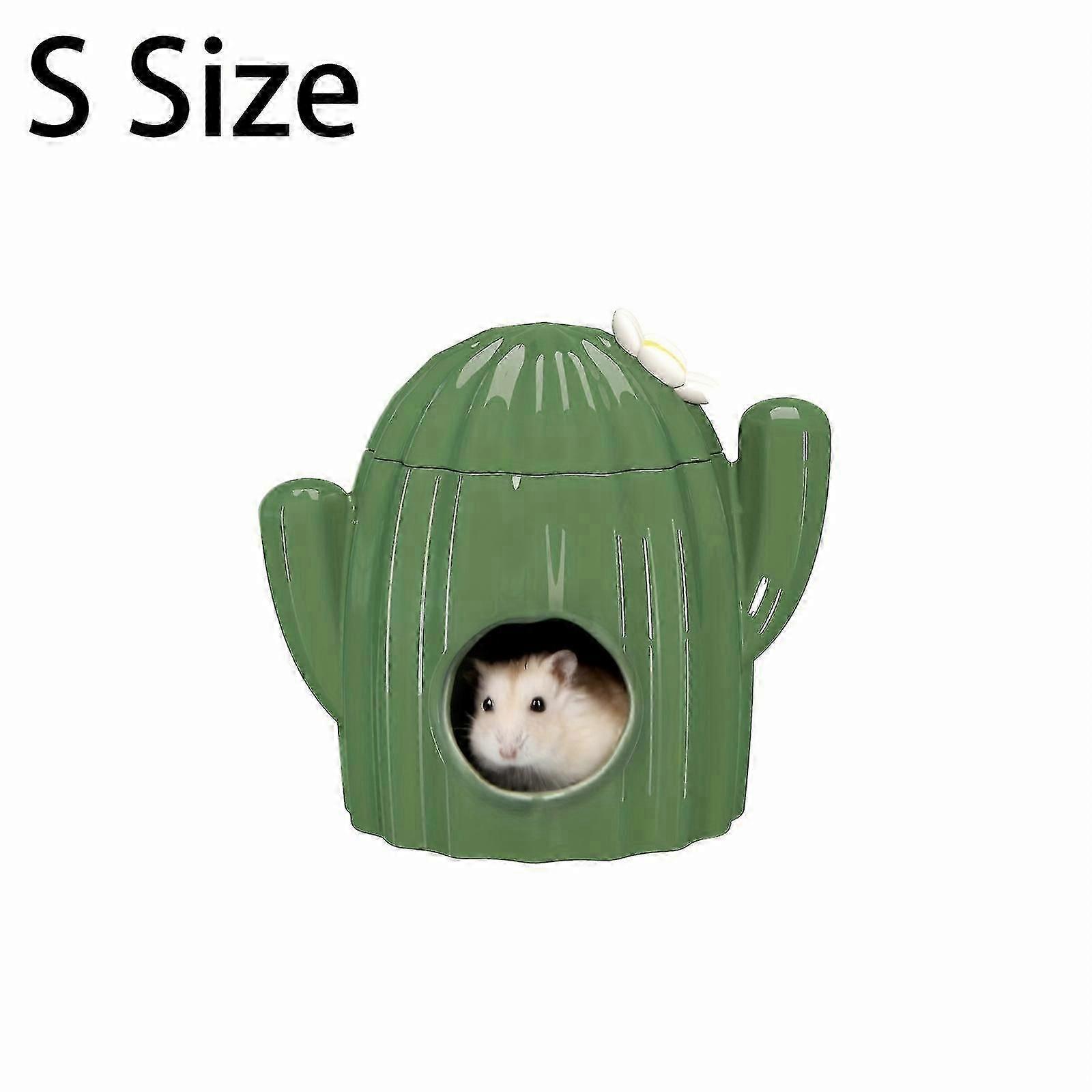 1pc Hamster Hideout Ceramic - Cactus Shape Hamster House and Habitats Cool Bed Ideal for Summer Dwarf Hamster Gerbil Mice Golden Bear