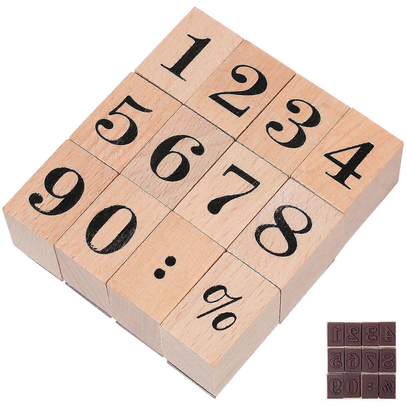 1 Set Digital Pattern Wooden Rubber Stamps Set Diy Rubber Stamp for Making