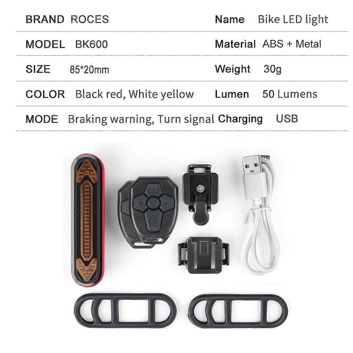 Bicycle Light USB Rechargeable Tail Light Warning Bike Rear Light Smart Wireless Remote Turn Signal Light LED Bicycle Lantern
