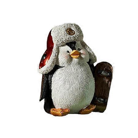 Skateboard Penguin Figurines Statue Christmas Decoration