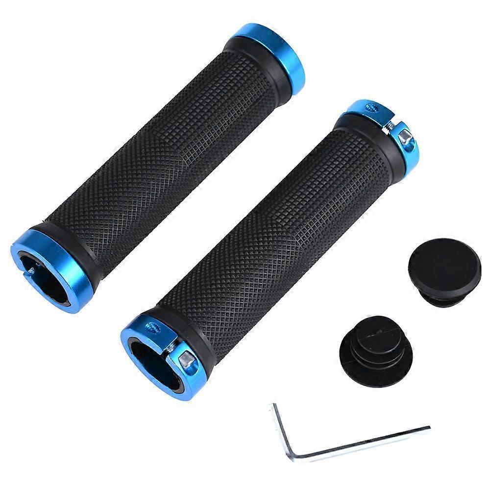 Pair Professional Bike Grips, Ergonomic Bike Grip, Non-Slip Rubber Bike Handlebar Grip, Bicycle Handlebar Protector (Blue)