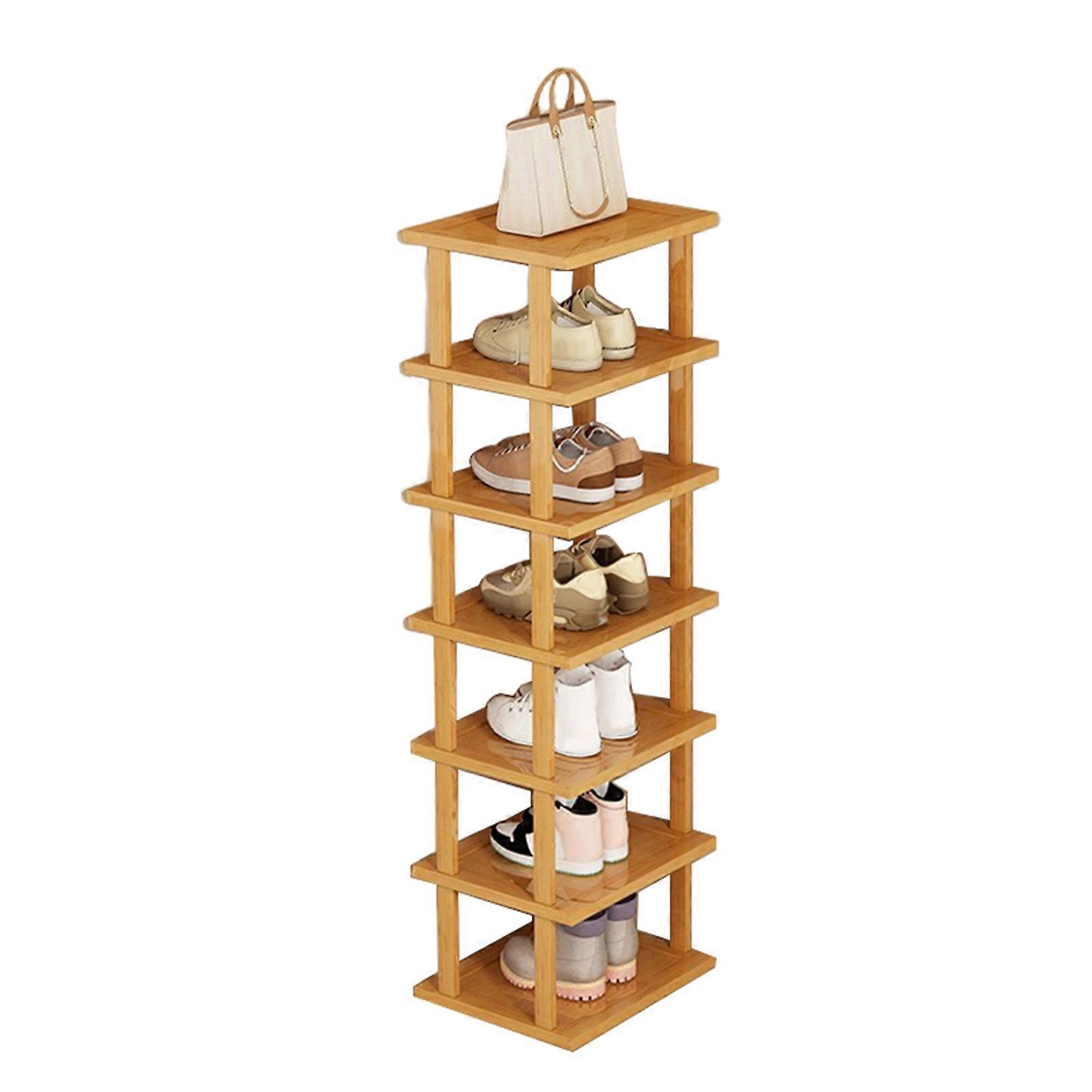 Shoe Rack for Entryway, Slim Bamboo Shoe Rack Wood Narrow Shoe Storage Stand for Small Spaces