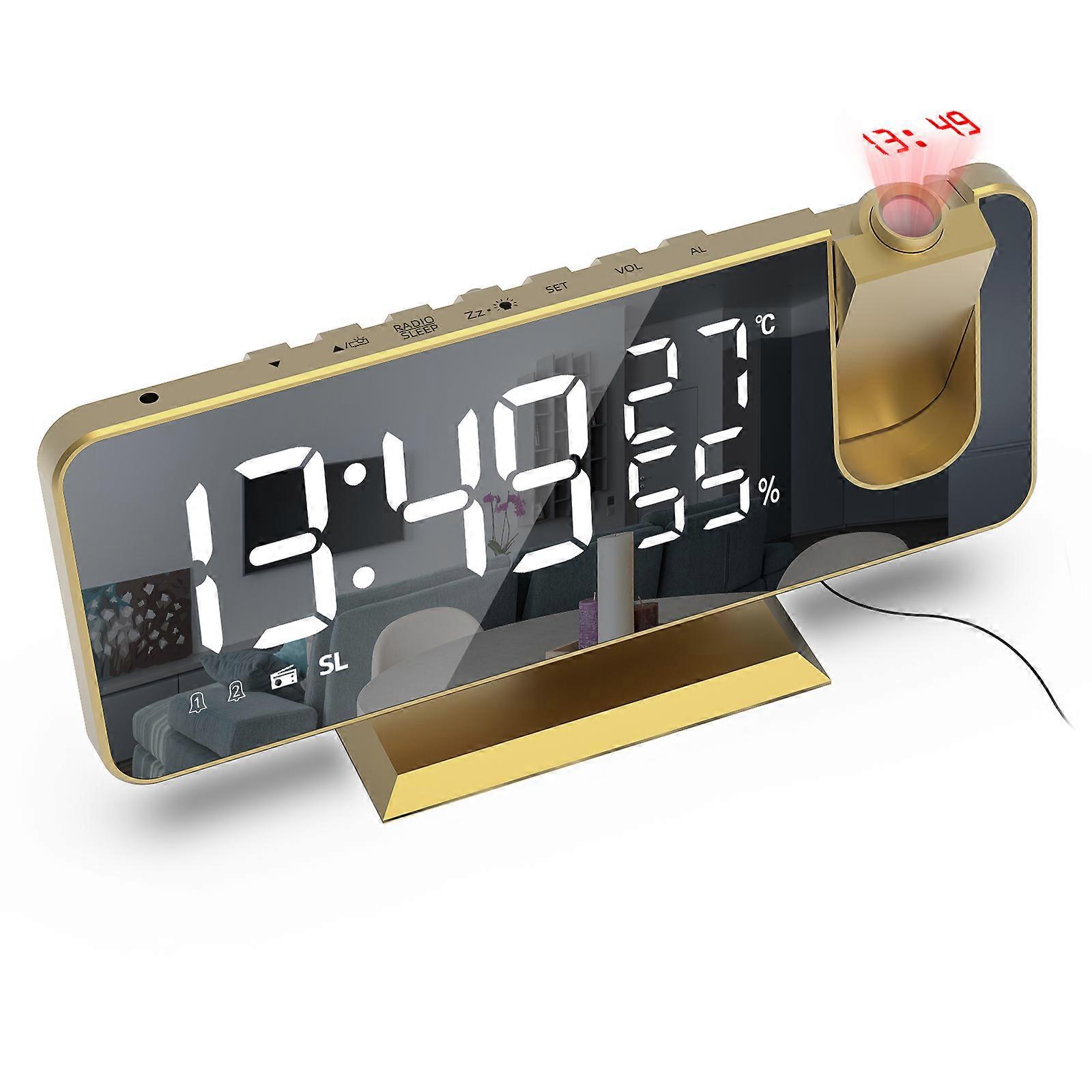 Digital LED Alarm Clock with Snooze and Temperature Projection