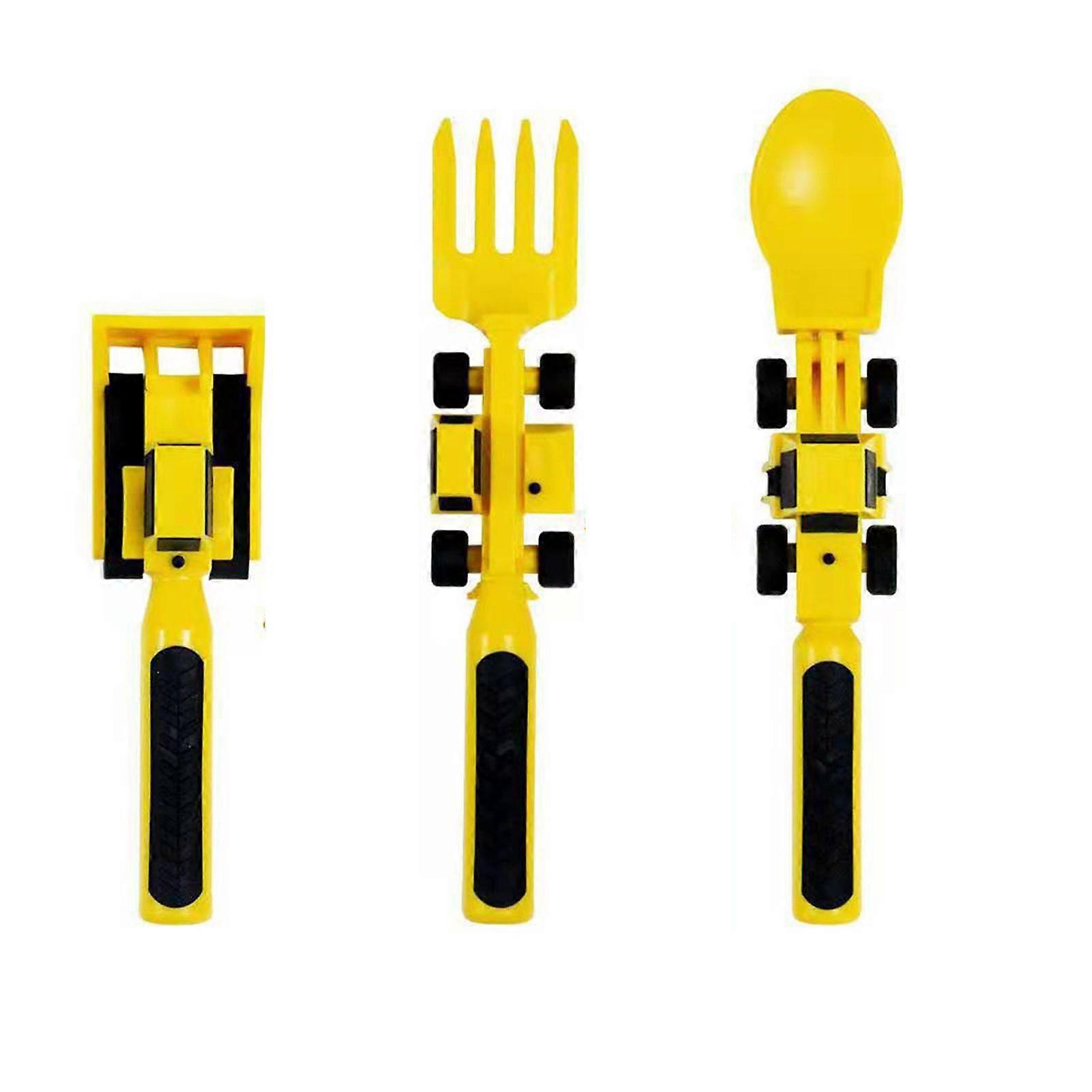 3Pcs Creative Kids Dining Tool Set PP Spoon Fork Portable Car Bestikk