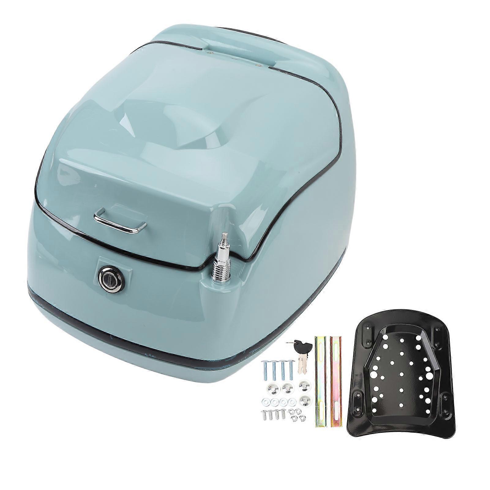 BOROCO 38L Motorcycle Top Box Retro Water Resistant Motorcycle Trunk Luggage Top Case Universal Fit for Electric Scooters (Cyan)