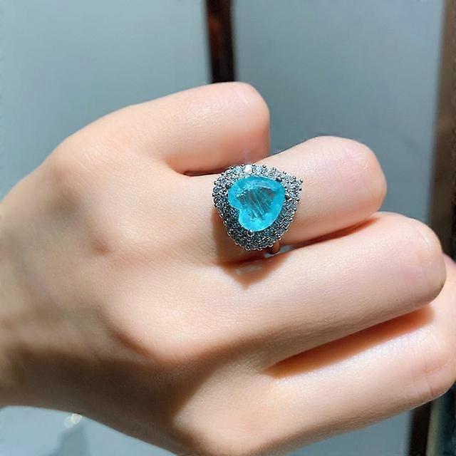 Cellacity Módní prsten ve tvaru srdce Umělý turmalín Palaiba Smaragd 10 * 10 mm drahokam dámské jemné šperky k výročí