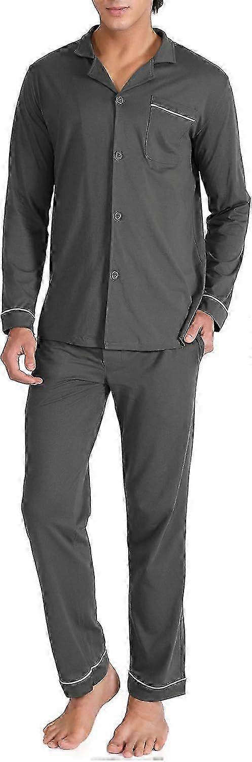 Men's Cotton Long Button-Down Sleepwear Pajama Set