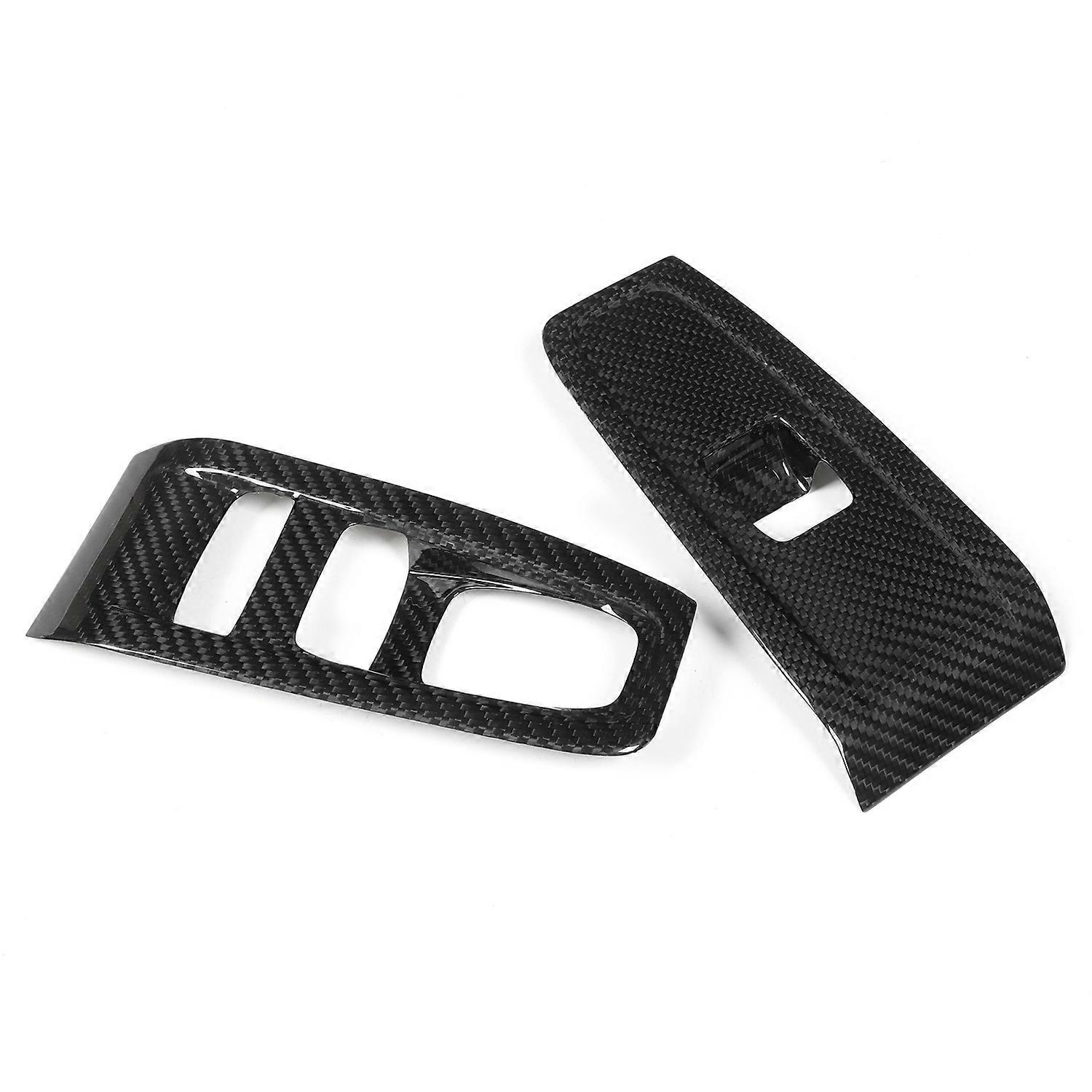 2 Pcs Window Control Panel Cover Dry Carbon Fiber Glass Lift Button Decoration Frame Sticker for GR8