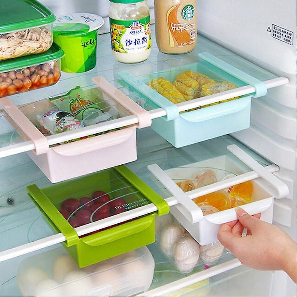 Fridge Drawers, Adjustable Storage Shelf Fridge Partition Layer Organizer, Pull Out Fridge Drawer Organizer Fridge Storage Box (4pcs)