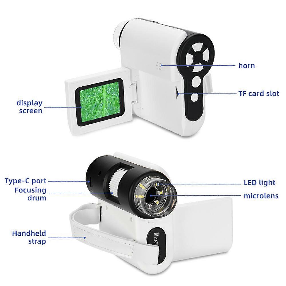 Pocket Microscope for Kids Portable Single Lens Microscope 2.0'' LED Screen 1000 Times Magnification Support Photo and Video Record Toy STEM