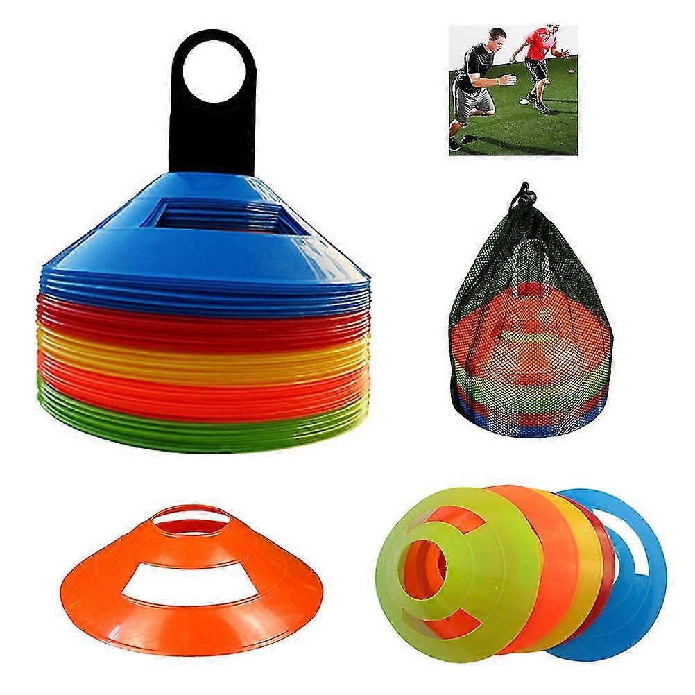 50 قطعة القرص المخاريط كرة القدم المخاريط مع حقيبة حمل وحامل لتدريب كرة القدم الرياضية الملعب المخروط علامات