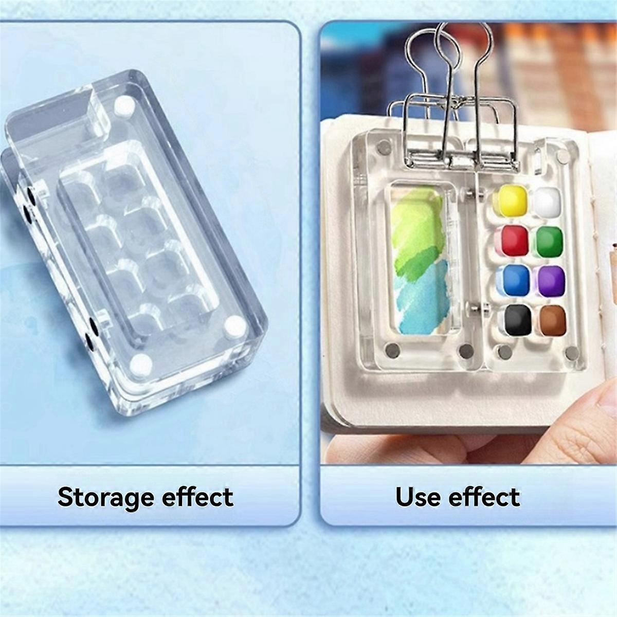 Portable Palette, Travel Paint Palette, Mini Watercolour Sketchbook, with Metal Clip, Gift for Paint