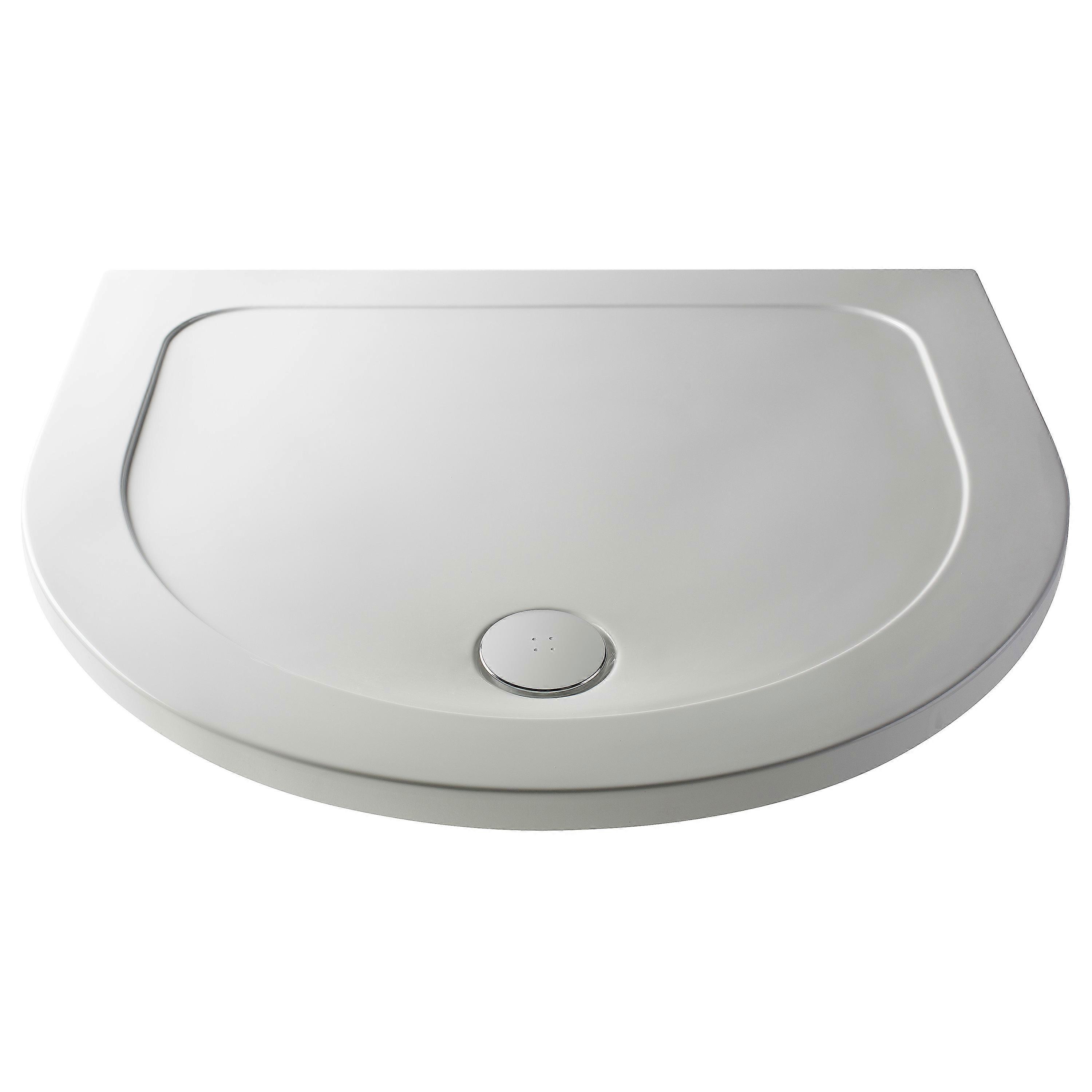 1050mm Premium D Shape Shower Tray - Gloss White