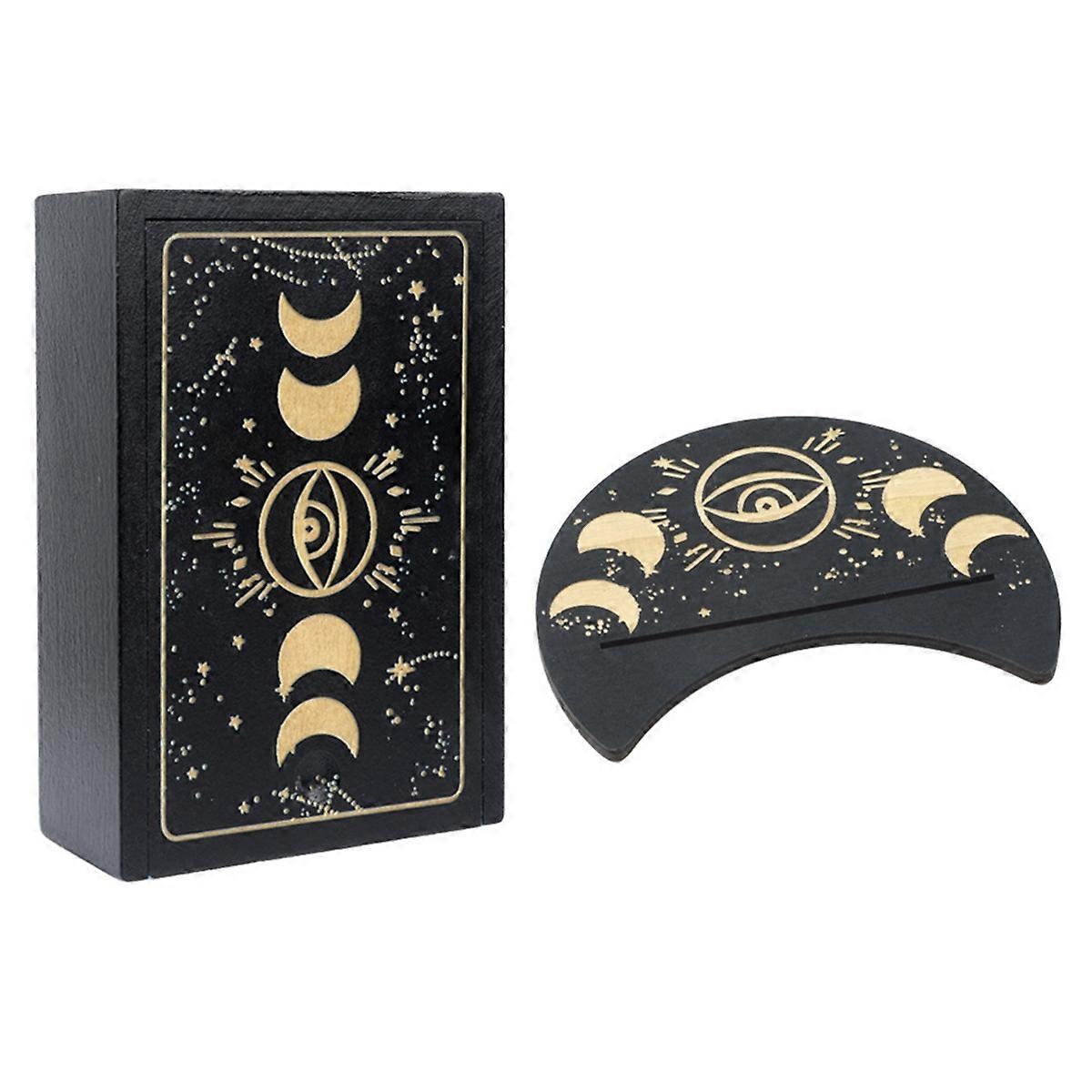 Wooden Tarot Card Case and Stand Holder, Tarot Card Box, A