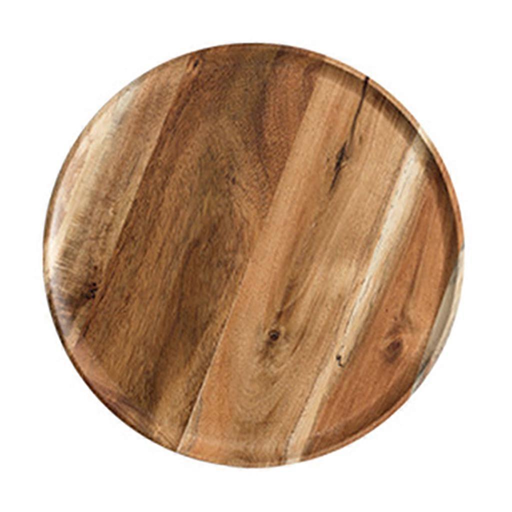 Serviertablett aus Holz Lebensmitteltablett, Mehrzweck-Plattentabletts Set für Essen, Kaffee, Frühstück, Tee, Snack, Holzdekortablett mit einem Durchmesser von 25 cm