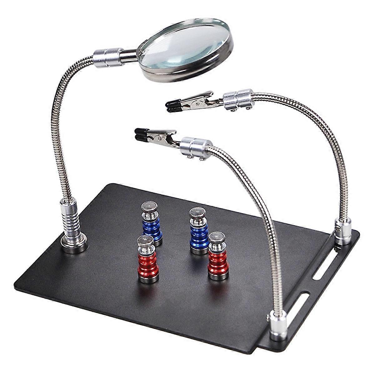 Magnetic Magnifying Glass PCB Circuit Board Holder Flexible Arm Soldering Welding Station Soldering