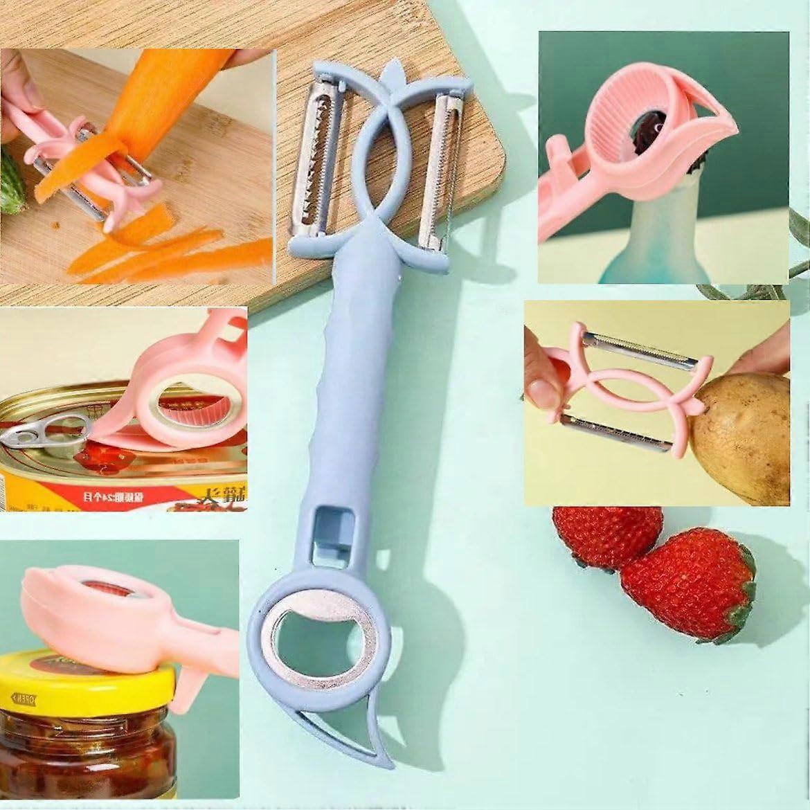 7-in-1 Multi-Purpose Peeler and Can Opener for Fruits, Vegetables, Bottles, and Jars, Kitchen Tool, Stainless Steel