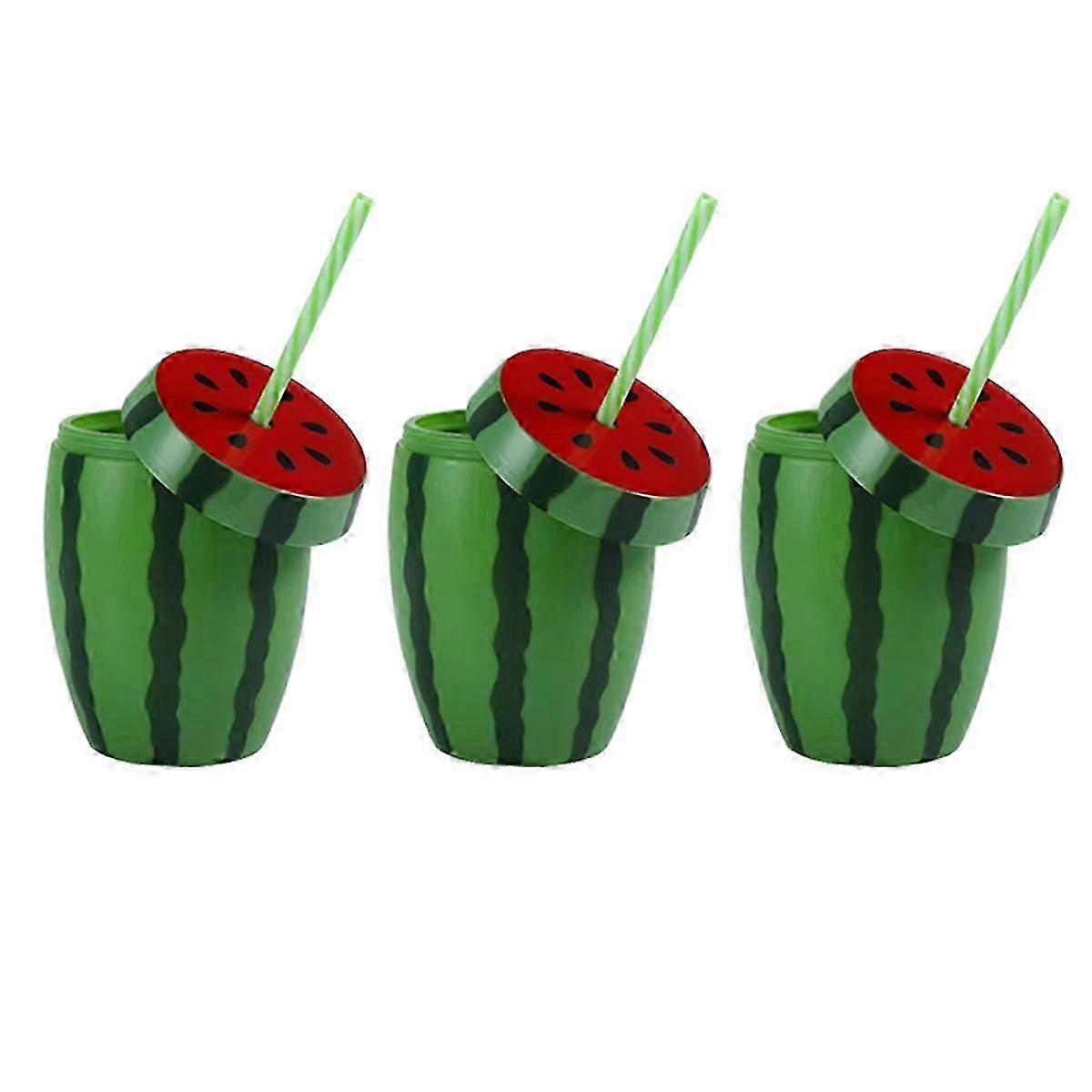 Watermelon-Shaped Cup with Lid, Juice Cup, Drinking Cup with Straw
