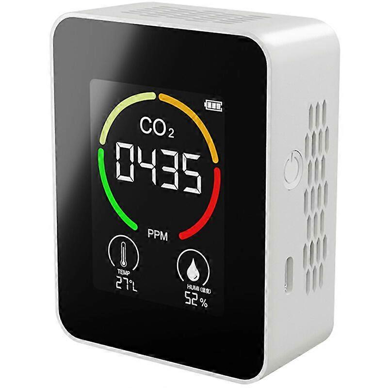 CO2 Carbon Dioxide Detector, Temperature Humidity Display, Portable Home Air Quality Detector, White