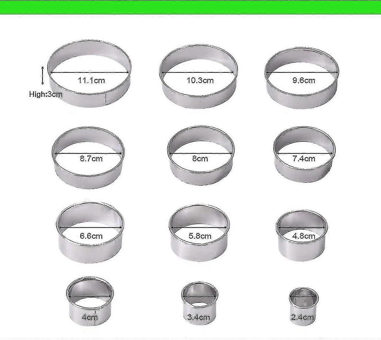 Stainless Steel Mousse Rings, Set of Multiple Sizes, Ideal for Baking and Dessert - Making, Durable and Easy - to - Clean
