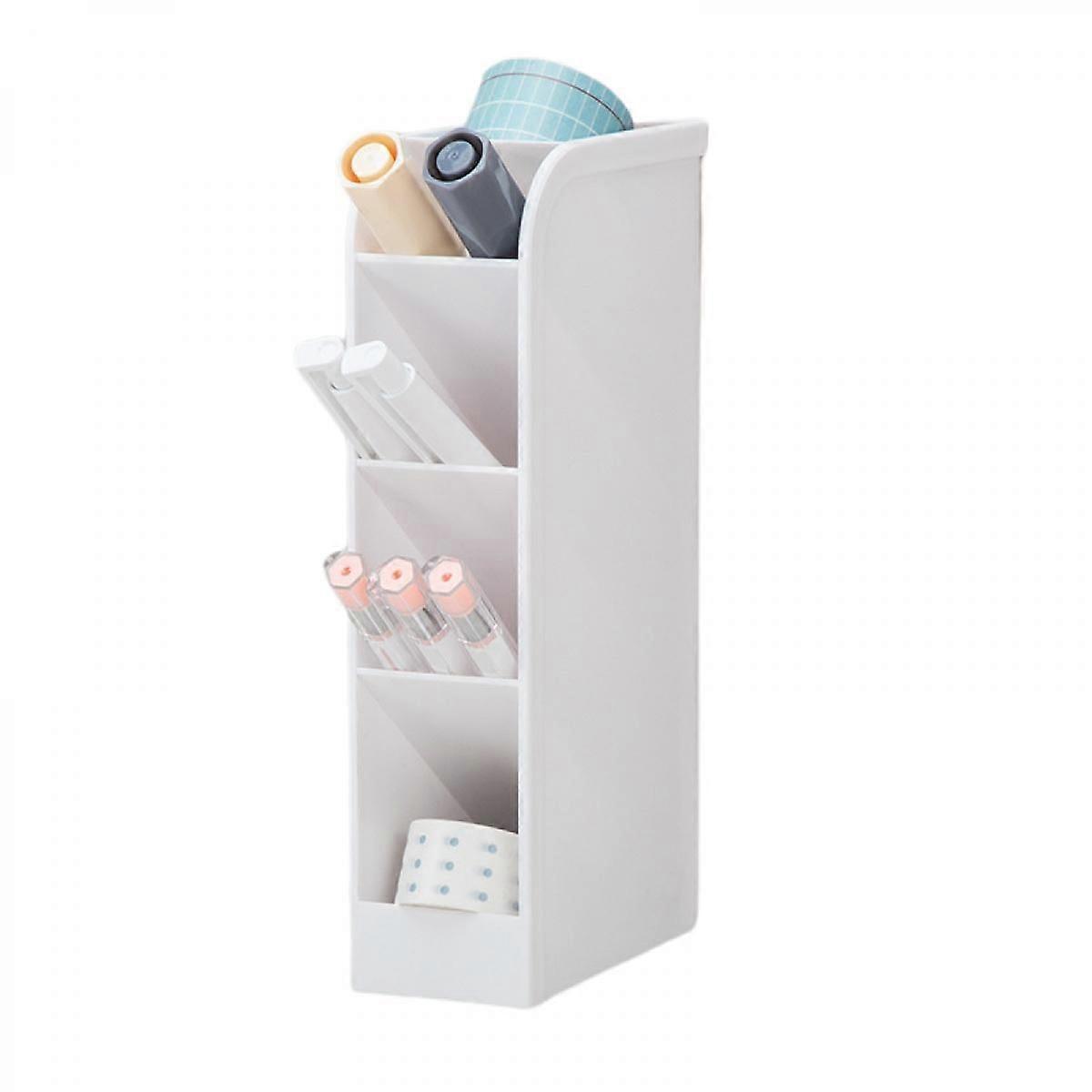 Simple Pen Holder, Inclined Multi-function Storage, Oblique Insert 5 Compartment Storage Box, PP Material, Large Capacity Design