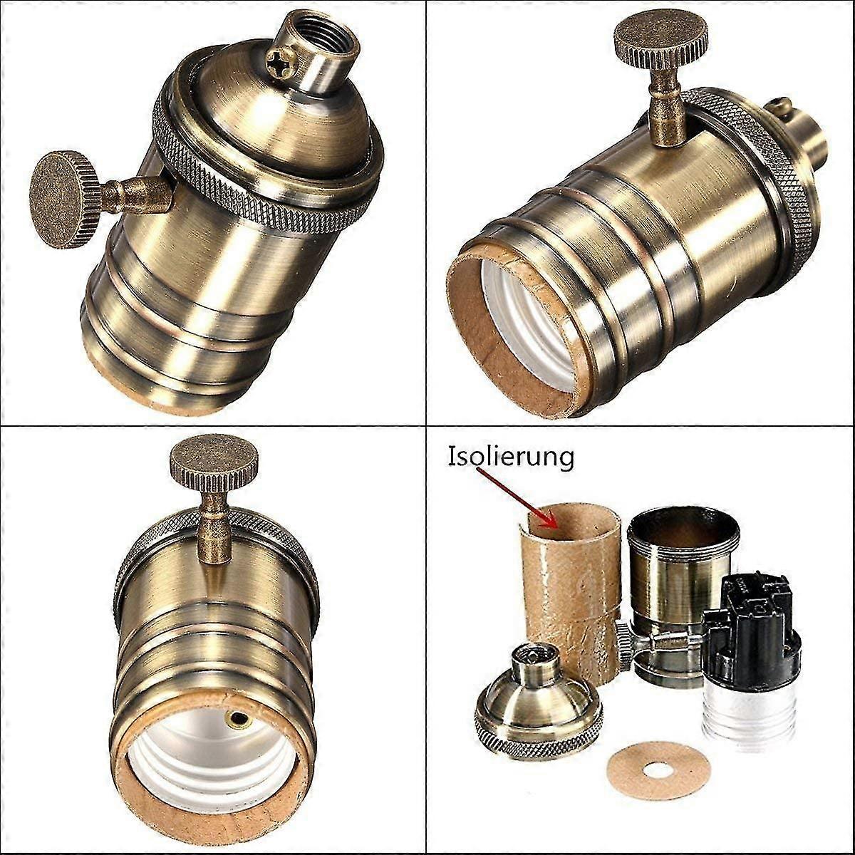 4pcs Edison Vintage Socket E27 Lamp Adapter With Switch Retro Vintage Cordless Chandelier Antique Brass