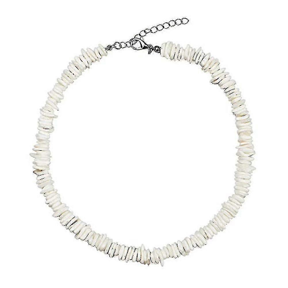 シェルチョーカーネックレス調節可能なホワイトクラムチップスシーシェルハワイアンサマービーチジュエリー